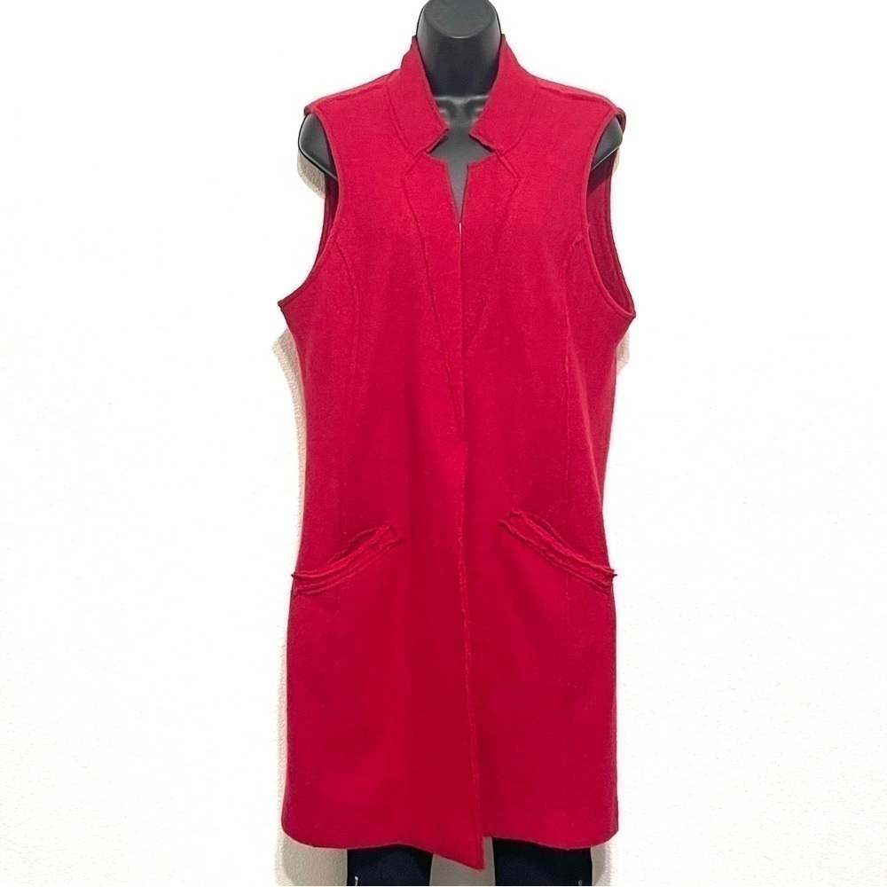 Chico's Woman Red 100% WOOL Cardigan Coat Jacket Size 2 US L/12